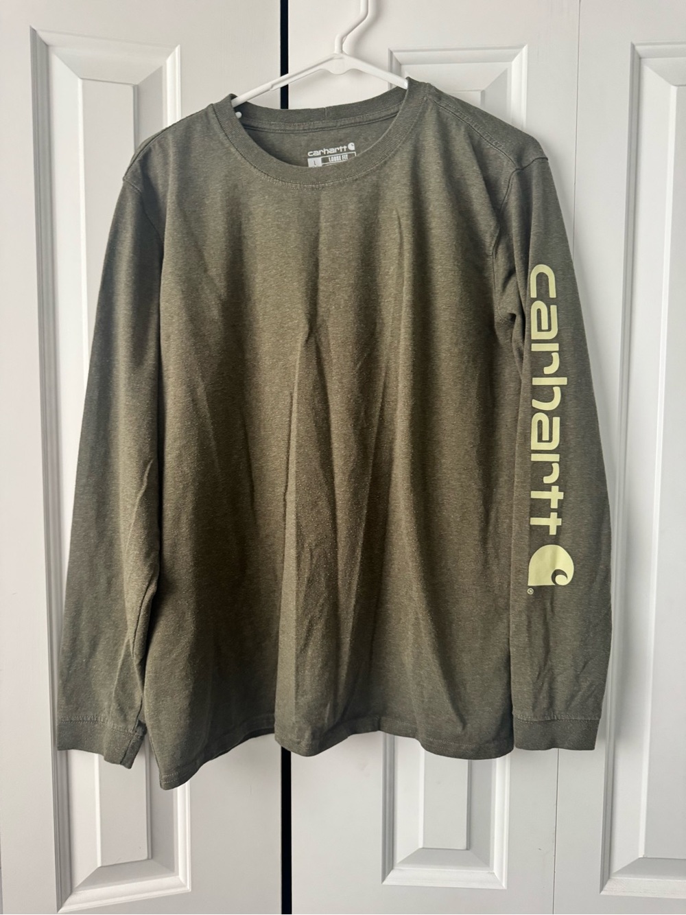 Carhartt Olive Green Long Sleeve Shirt with Sleeve Logo